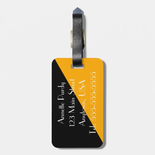 Stijlvol Zwart & Goud Designer Bagagelabel (Achterkant verticaal)