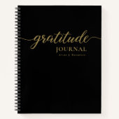 Stijlvol Zwart Goud Gepersonaliseerde Dankbaarheid Notitieboek (Voorkant)