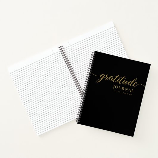 Stijlvol Zwart Goud Gepersonaliseerde Dankbaarheid Notitieboek (Binnen)