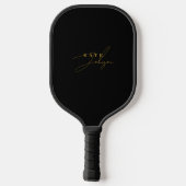 Stijlvol zwart goud handtekening script Monogram Pickleball Paddle (Achterkant)