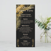 Stijlvol zwart & goud kerstmenu & kerstman menu (Staand voorkant)
