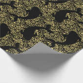 Stijlvol zwart goud koi vis patroon cadeaupapier (Hoek)