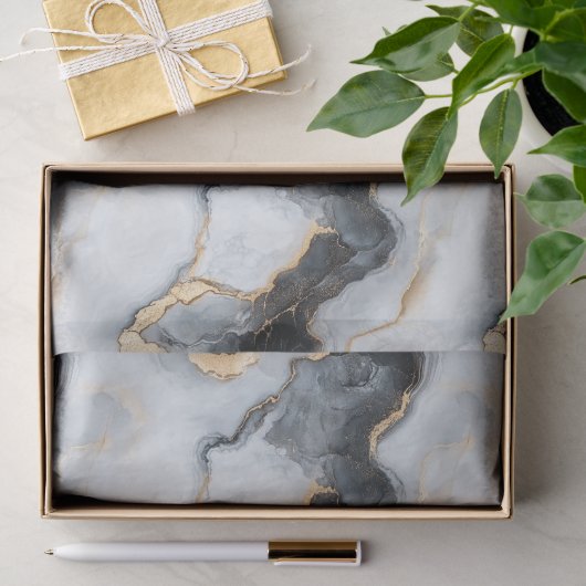 Stijlvol zwart & goud marmerpatroon tissuepapier (Geschenk)