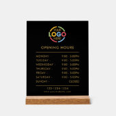 Stijlvol zwart goud | Openingstijden Business Logo Acryl Bord (Voorkant)