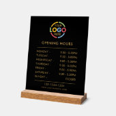 Stijlvol zwart goud | Openingstijden Business Logo Acryl Bord (Hoek)