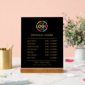 Stijlvol zwart goud | Openingstijden Business Logo Acryl Bord (Huwelijk)