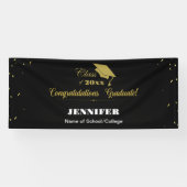 Stijlvol Zwart Goud Script Congrats Afstuderen 202 Spandoek (Horizontaal)