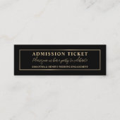 Stijlvol zwart & goud, toegangsbewijs mini visitekaartje (Voorkant)