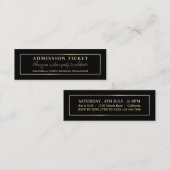 Stijlvol zwart & goud, toegangsbewijs mini visitekaartje (Voorkant / Achterkant)