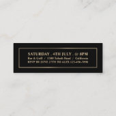 Stijlvol zwart & goud, toegangsbewijs mini visitekaartje (Achterkant)