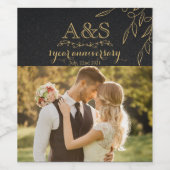 Stijlvol zwart-gouden Jubileum Wijnflesetiket Wijn Etiket (Enkel label)