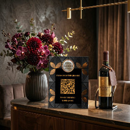 Stijlvol zwart gouden logo QR-code zakelijk Reclamebord Met Voetstuk