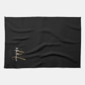 Stijlvol zwart goudhandschrift monogram theedoek (Horizontaal)