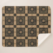Stijlvol zwart-goudkunstpatroon Deco Geometric Pat Sherpa Deken (Voorkant (horizontaal))