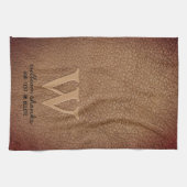 Stijlvol zwart goudmonogram bruin leder theedoek (Horizontaal)