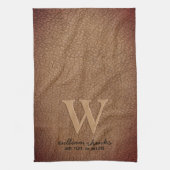 Stijlvol zwart goudmonogram bruin leder theedoek (Verticaal)