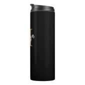 Stijlvol Zwart goudmonogram Meisjesscript Thermosbeker (Geroteerd rechts)