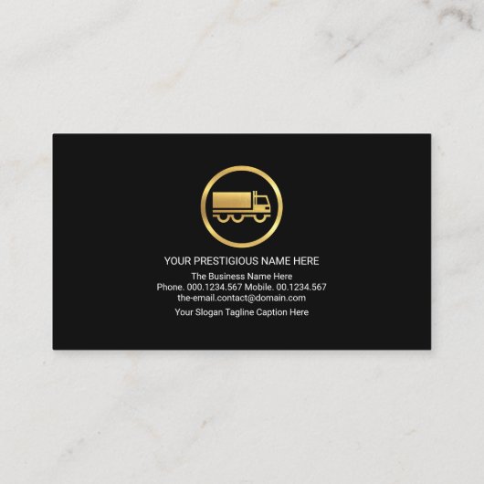 Stijlvol zwart, grijs, goudstusje, vrachtwagenverv visitekaartje (Achterkant)