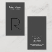 Stijlvol zwart grijs monogram Visitekaartje (Voorkant / Achterkant)