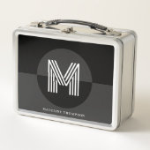 Stijlvol zwart grijs wit geometrisch modern monogr (Voorkant)