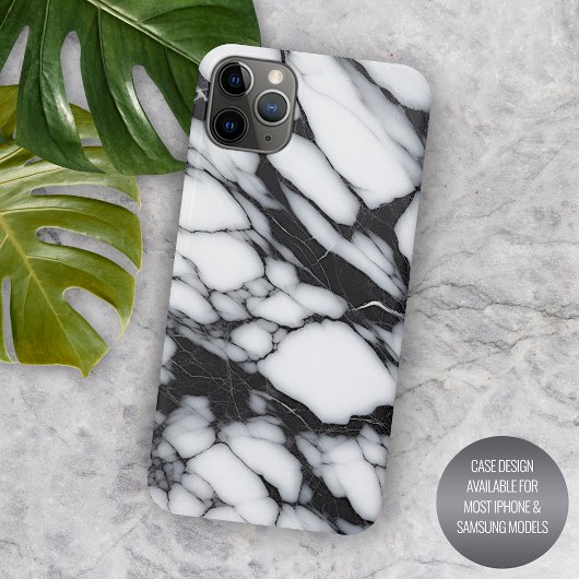 Stijlvol zwart grijs wit marmeren golven art patro Case-Mate iPhone case