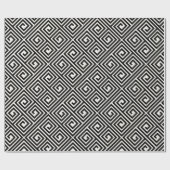 Stijlvol zwart Ivory Grieks sleutelhuwelijk Cadeaupapier (Vlak)