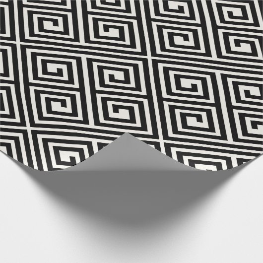 Stijlvol zwart Ivory Grieks sleutelhuwelijk Cadeaupapier (Hoek)