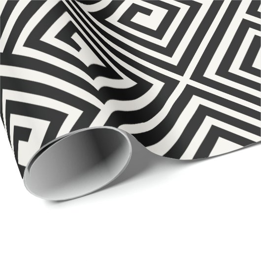 Stijlvol zwart Ivory Grieks sleutelhuwelijk Cadeaupapier (Rol Hoek)