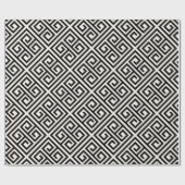 Stijlvol zwart Ivory Grieks sleutelhuwelijk Cadeaupapier (Vlak)