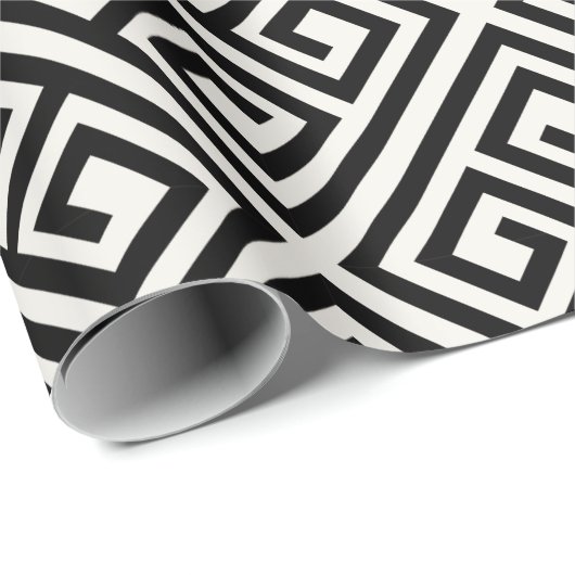 Stijlvol zwart Ivory Grieks sleutelhuwelijk Cadeaupapier (Rol Hoek)