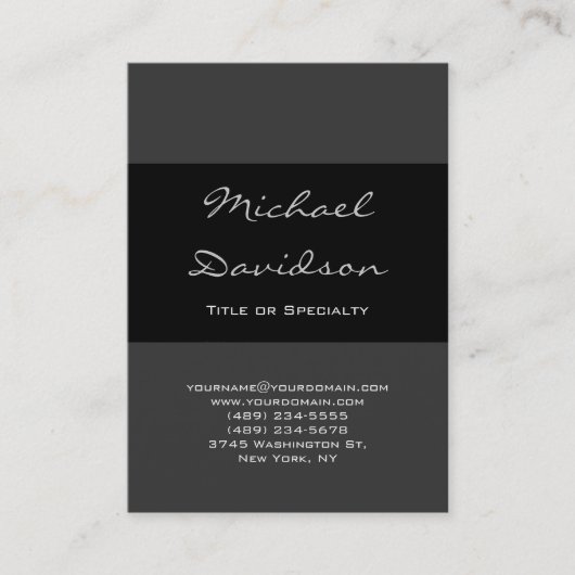Stijlvol zwart, klassiek script Visitekaartje (Voorkant)