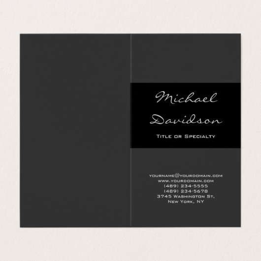 Stijlvol zwart, klassiek script Visitekaartje (Buitenkant ongevouwen)