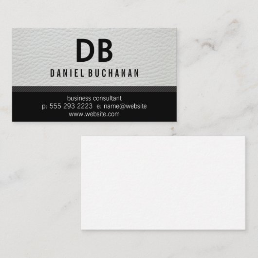 Stijlvol zwart leder monogram visitekaartje (Voorkant / Achterkant)