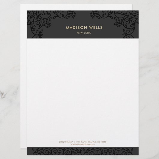 Stijlvol zwart  Lijst Briefhoofd Ontwerp (Voorkant / Achterkant)