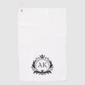 Stijlvol zwart luxe lijst en kroon golfhanddoek (Voorkant)