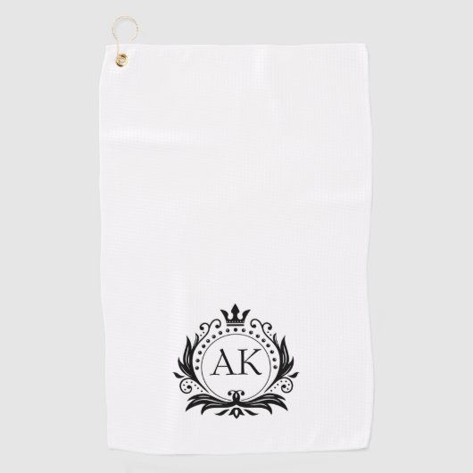 Stijlvol zwart luxe lijst en kroon golfhanddoek (Voorkant)