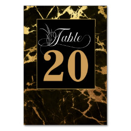Stijlvol zwart met Gold Marbling Table Number Kaart