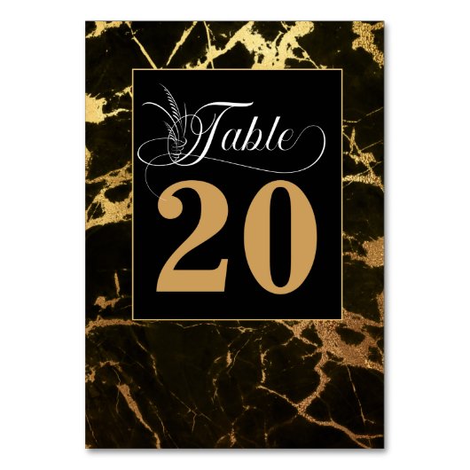 Stijlvol zwart met Gold Marbling Table Number Kaart (Achterkant)