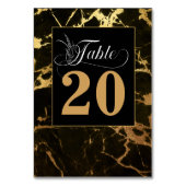 Stijlvol zwart met Gold Marbling Table Number Kaart (Voorkant)