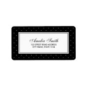 Stijlvol zwart met klassiek wit polka dot adres etiket (Voorkant)