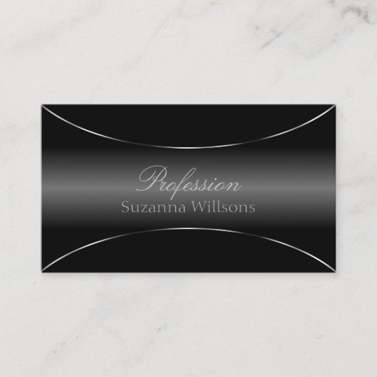 Stijlvol zwart met Silver Border Cool en Elegant Visitekaartje (Voorkant)