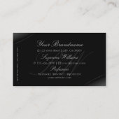 Stijlvol zwart met zilveren rand en monogram-koel visitekaartje (Achterkant)