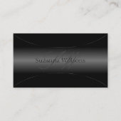 Stijlvol zwart met zilveren rand en monogram-koel visitekaartje (Voorkant)