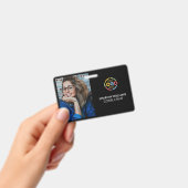 Stijlvol zwart minimalistisch bedrijfsemployee fot badge (Handheld)