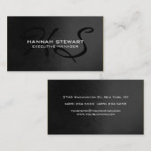 Stijlvol zwart modern grijs patroonmonogram visitekaartje (Voorkant / Achterkant)