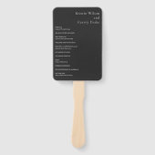 Stijlvol zwart modern huwelijksprogramma handwaaier (Voorkant)