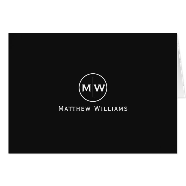 Stijlvol zwart-modern Initiaal met twee monogram (Voorkant Horizontaal)