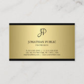 Stijlvol zwart monogram en goudaantrekkelijk papie visitekaartje (Voorkant)