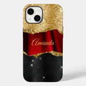 Stijlvol zwart monogram Glitter Red Gold Case-Mate iPhone Case (Achterkant)