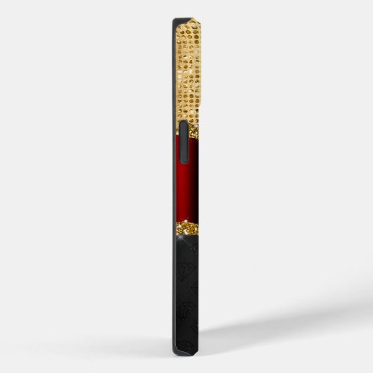 Stijlvol zwart monogram Glitter Red Gold Case-Mate iPhone Case (Achterkant / Rechts)